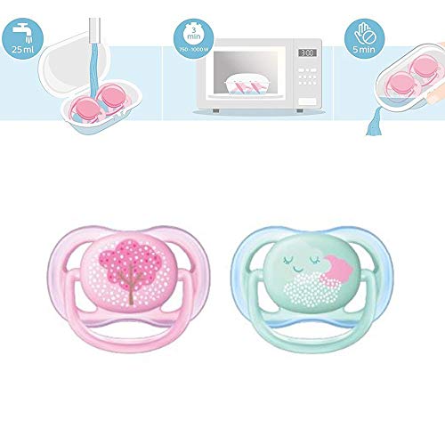 Philips AVENT Ultra Soft Air Chupete//Novedad 2018//0 – 6 mo//Juego De 4 Girl//Incluye 2 ster ilisi ertra port Cajas