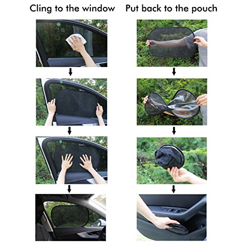 Phyles 4 Piezas Parasol de Coche, Protector para Ventana de Coche, parasol coche lateral para Bebé, Niño y Mascota al Protege Contra los Rayos UV, (20 '' x 12 '' y 17 '' x 14 '')