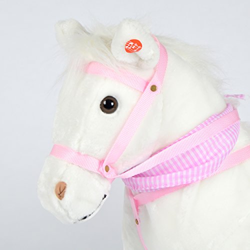 Pink Papaya Caballo de Juego Molly, Caballo para niños 75 cm Caballo de Felpa, Caballo de Juguete Sentarse, con Distintos Sonidos, Cepillo pequeño Incluido