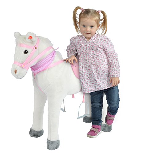 Pink Papaya Caballo de Juego Molly, Caballo para niños 75 cm Caballo de Felpa, Caballo de Juguete Sentarse, con Distintos Sonidos, Cepillo pequeño Incluido