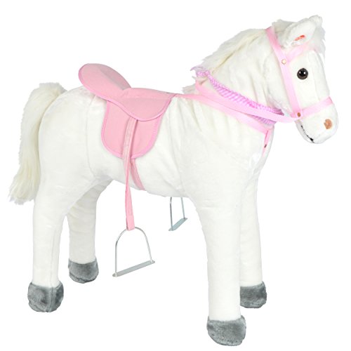 Pink Papaya Caballo de Juego Molly, Caballo para niños 75 cm Caballo de Felpa, Caballo de Juguete Sentarse, con Distintos Sonidos, Cepillo pequeño Incluido