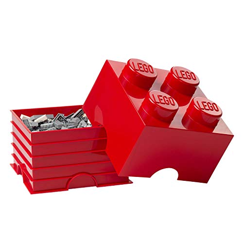 Plast Team PT40030 - Caja en forma de bloque de lego 4, color rojo [importado de Alemania]