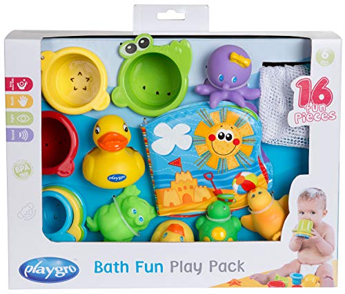 Playgro Juguetes para el Baño, 16 Piezas, Desde los 6 Meses, Sin BPA, Playgro Bath Fun Play Pack, 40115