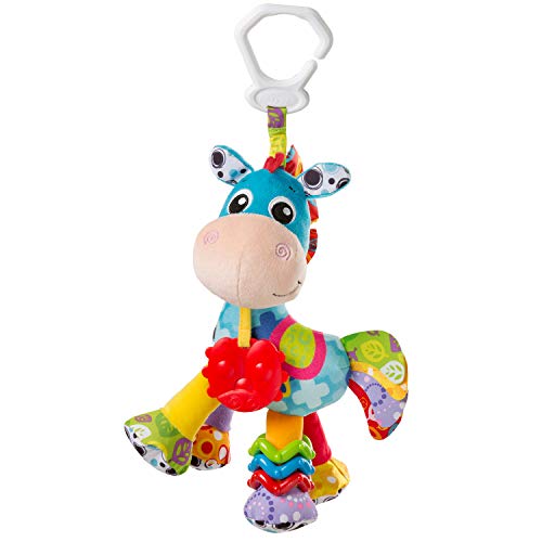 Playgro Peluche de Actividades Caballo Clip Clop, Juguete para Colgar, Desde el nacimiento, Azul/Multicolor, 40182