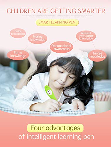 Pluma de Lectura para Niños, Juguetes de Aprendizaje para Bebés Juguete de Interacción Eléctrica Temprana Pluma de Lectura Eléctrica con 12 Piezas Juego de Juegos de Sentido Común para Tarjetas