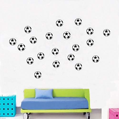 PROKTH Pegatinas decorativas pared Vinilos de pared infantiles Papel tapiz para pared Dormitorio Cocina Coche Para niños 20 balones de fútbol 1 set