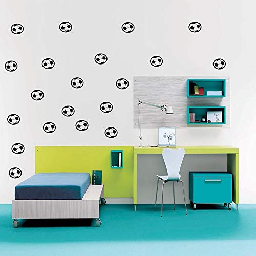 PROKTH Pegatinas decorativas pared Vinilos de pared infantiles Papel tapiz para pared Dormitorio Cocina Coche Para niños 20 balones de fútbol 1 set