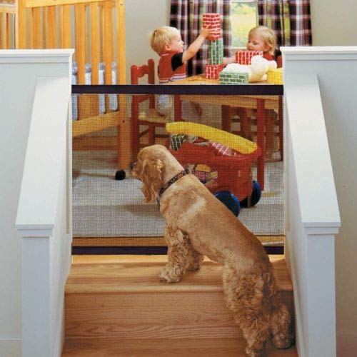 Puertas de Seguridad Interiores para Perros - Delaman Caja de Seguridad Portátil y Plegable, Instalación Fácil, Valla de Seguridad para Bebés, Caja de Seguridad para Mascotas, Negro