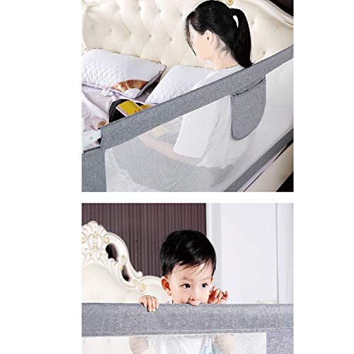 QIANDA Barrera Cama Niño Barandas para Camas For El Bebé/Niño Ascensor Vertical, Anti-caída Barandilla De La Cama Universal, 3 Colores (Color : Gray, Size : 2m)