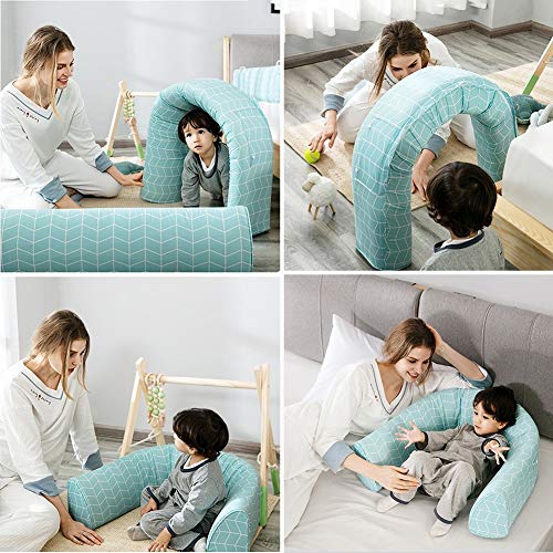 QIANDA Barrera Camas para Bebés Y Niños Pequeños Anti-Fall Drop La Seguridad Barrera Portátil, Cojín De Noche 3 Colores (Color : Blue, Size : 150cm)