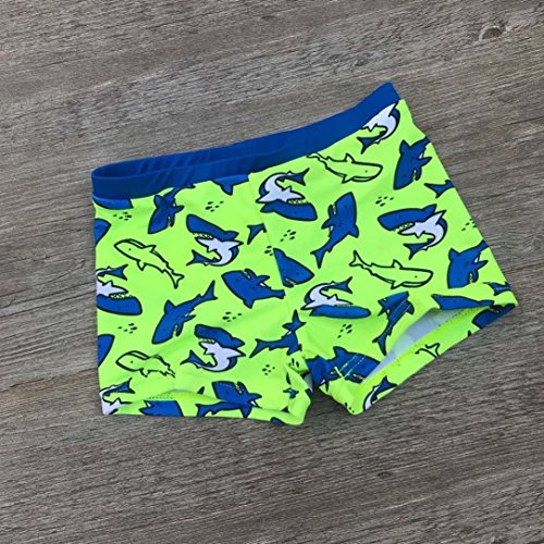 QinMM bañador Traje de baño Estampado de Tiburones bebé niños Ropa de Playa Pantalones Cortos (Verde, 24 Meses)