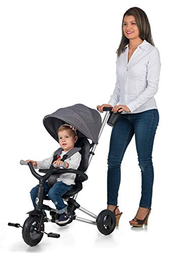 QPLAY - Triciclo Bebe Nova Gris - Evolutivo - Plegable - Arnés de Seguridad - Ideal para niños de 10 a 36 Meses (máximo 25 Kg)