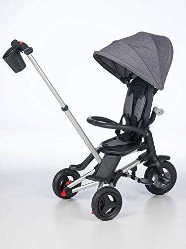 QPLAY - Triciclo Bebe Nova Gris - Evolutivo - Plegable - Arnés de Seguridad - Ideal para niños de 10 a 36 Meses (máximo 25 Kg)