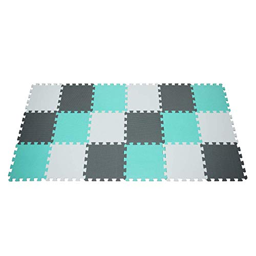 qqpp Alfombra Puzzle para Niños Bebe Infantil - Suelo de Goma EVA Suave. 18 Piezas (30*30*1cm), Blanco,Verde,Gris. QQC-AHLb18N