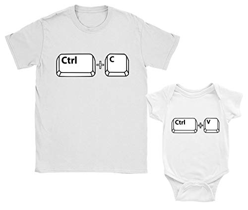 Regalos para Papas Primerizos, Ropa Papa Bebe - Copy and Paste Bebé Blanco 0-3 Mes/Papá Blanco Large