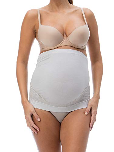 RelaxMaternity 5400 (Blanco/Silver, XXL) Banda Faja premamá con Hilo de Plata para Soporte Abdominal Durante el Embarazo