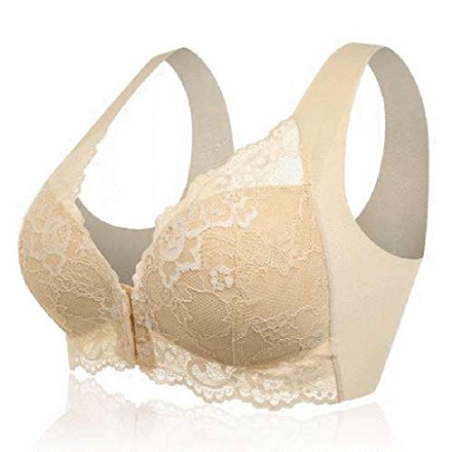 Reooly Ajustable super elástico delantero transpirable lado del cordón sujetador para Mujer C Beige