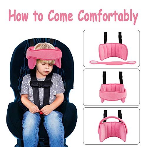 Reposacabezas Soporte para la Cabeza y el Cuello del Asiento del Automóvil para Bebés, Banda Coche Alivio para el Cuello para Niños Infantil, Seguridad Cinturón de Sujeción Correa, Rosado