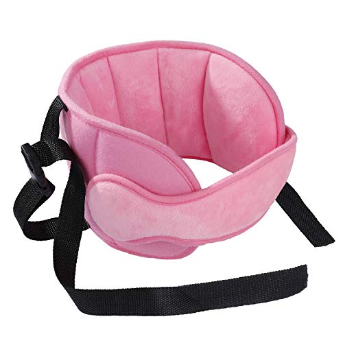 Reposacabezas Soporte para la Cabeza y el Cuello del Asiento del Automóvil para Bebés, Banda Coche Alivio para el Cuello para Niños Infantil, Seguridad Cinturón de Sujeción Correa, Rosado