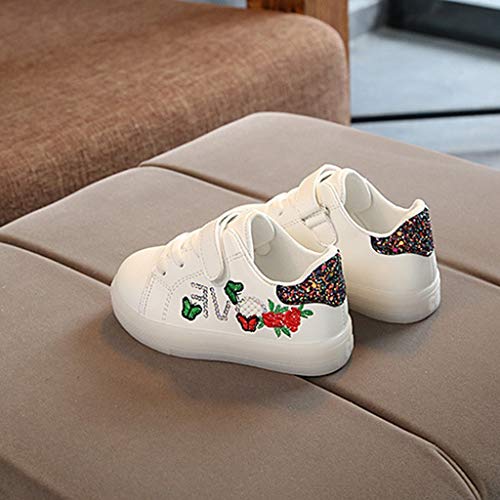 Riou Zapatos LED Niños Niñas Zapatillas Deportivas Unisex Calzado Deportivo Luces Zapatos Iluminados Lentejuelas Bordado Antideslizante Chicos Chicas Zapatos Calzado