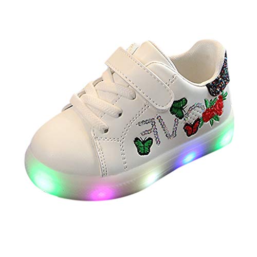 Riou Zapatos LED Niños Niñas Zapatillas Deportivas Unisex Calzado Deportivo Luces Zapatos Iluminados Lentejuelas Bordado Antideslizante Chicos Chicas Zapatos Calzado