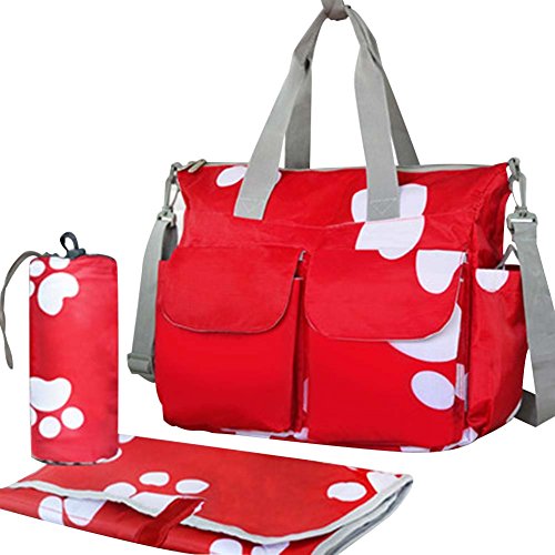 Rojo, impermeable Bolsa de la botella de bebé de la alta capacidad / bolso del Solo-hombro (huella)