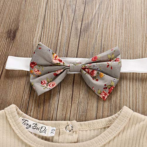 Ropa Bebe Niña Verano Fossen Recién Nacido 0 a 24 Meses Monos con Volantes y Florales Pantalones Cortos,Conjunto/2PC (Khaki, 0-6 Meses)