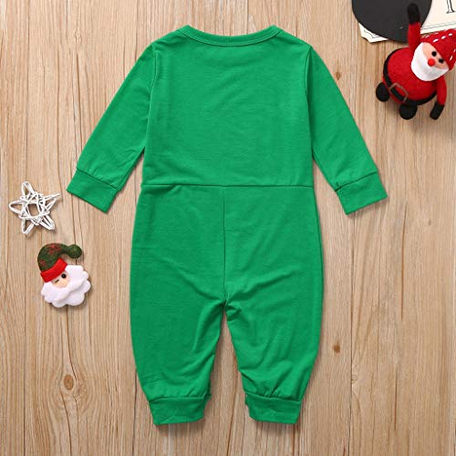 Ropa De Navidad para BebéS Mono Verde De ImpresióN De Santa Claus Mameluco Pijama Casual Vestido De Fiesta De Navidad Regalo Juego De Roles Traje De Juego 3-18 Meses Ropa De Bebe(Verde,6-9 meses/60)