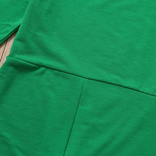 Ropa De Navidad para BebéS Mono Verde De ImpresióN De Santa Claus Mameluco Pijama Casual Vestido De Fiesta De Navidad Regalo Juego De Roles Traje De Juego 3-18 Meses Ropa De Bebe(Verde,6-9 meses/60)