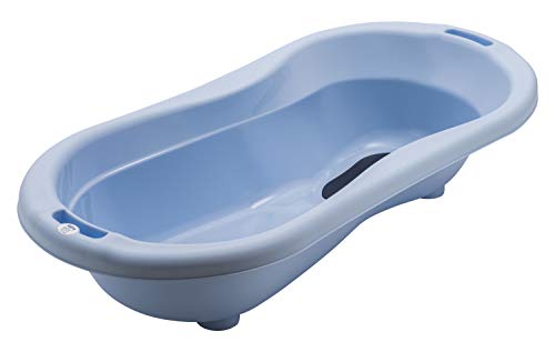 Rotho Babydesign TOP Xtra Gran bañera, Con 2 Alfombrillas antideslizantes y tapón, Ideal para 2 niños, 0-36 meses, Sky Blue (Azul celeste), 20500 0289