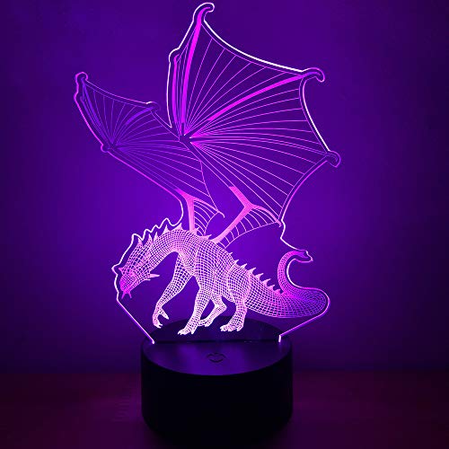 RUMOCOVO® Luz De Noche LED 3D Lámpara Dinosaurio 7 Colores 3D Luz De Noche Lámparas De Juguete Para La Decoración Del Hogar Del Chico Niño Regalo De Navidad