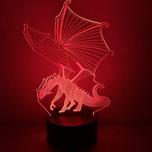 RUMOCOVO® Luz De Noche LED 3D Lámpara Dinosaurio 7 Colores 3D Luz De Noche Lámparas De Juguete Para La Decoración Del Hogar Del Chico Niño Regalo De Navidad