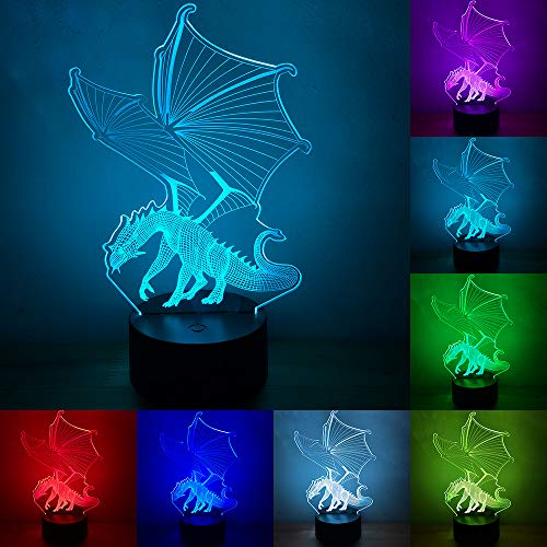 RUMOCOVO® Luz De Noche LED 3D Lámpara Dinosaurio 7 Colores 3D Luz De Noche Lámparas De Juguete Para La Decoración Del Hogar Del Chico Niño Regalo De Navidad