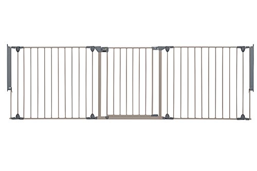 Safety 1st Modular Barrera de seguridad metalica para niños y perros, Reja de protección 3 Paneles, Plegable y Adaptable, color Gris