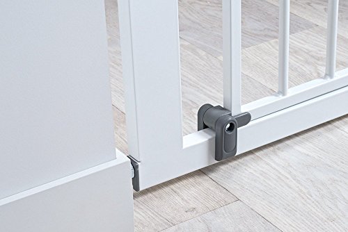 Safety 1st Rejilla para escaleras, cierre rápido, extraseguro, rejilla metálica para sujeción, 73-80 cm, posibilidad de extensión hasta 136 cm, extensible (a partir de 6-24 meses), color blanco