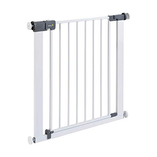 Safety 1st Rejilla para escaleras, cierre rápido, extraseguro, rejilla metálica para sujeción, 73-80 cm, posibilidad de extensión hasta 136 cm, extensible (a partir de 6-24 meses), color blanco