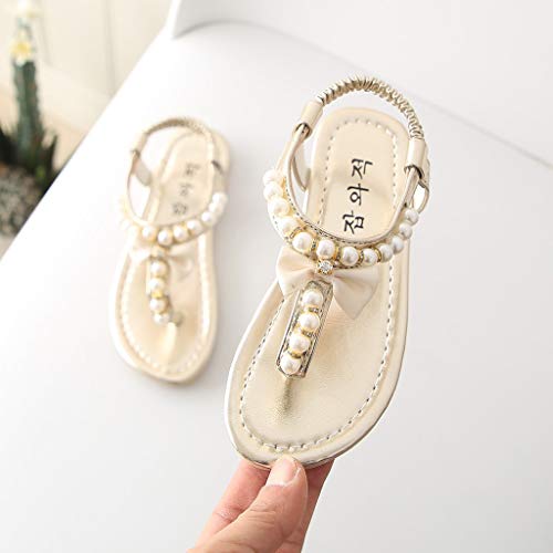 Sandalias del Niño de Verano de Comercio Exterior con Cuentas Lindas con Arco Princesa Zapatos Sandalias Bohemia Linda Antideslizante Bebe Chicas Zapatos Calzado Moda Fiesta riou