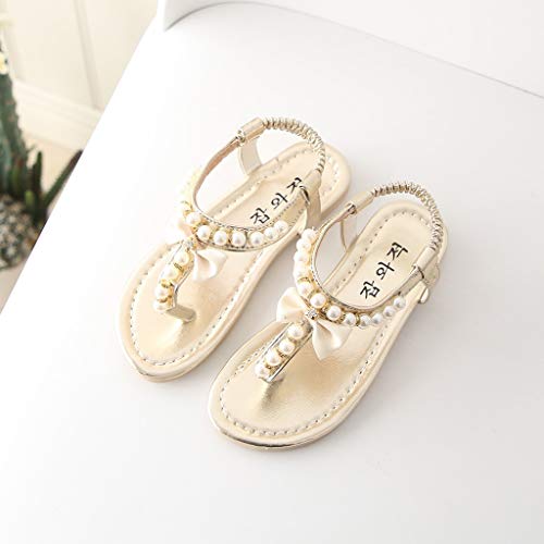 Sandalias del Niño de Verano de Comercio Exterior con Cuentas Lindas con Arco Princesa Zapatos Sandalias Bohemia Linda Antideslizante Bebe Chicas Zapatos Calzado Moda Fiesta riou