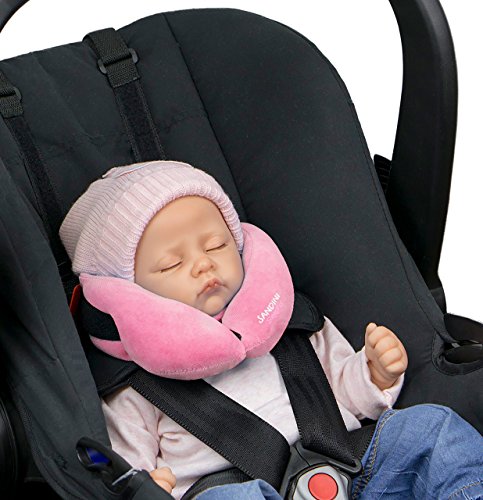 SANDINI SleepFix® Baby – cojín cervical con función - Accesorios de asiento infantil para coche/bicicleta/viaje - Reposacabezas/reductor de asiento/ evita que la cabeza de su hijo caiga mientras duerme