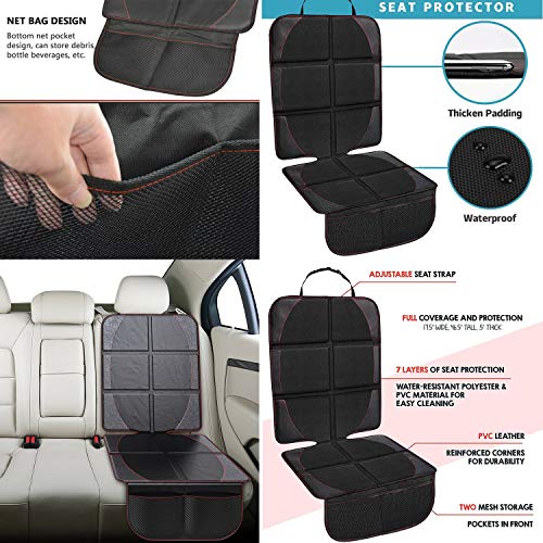 Set de Protector del Asiento de Coche y Organizador de Asiento, DREAMWIN Funda Protección para Asientos de Coche con Soporte Tablet-Bolsillo, Universal para Silla ISOFIX