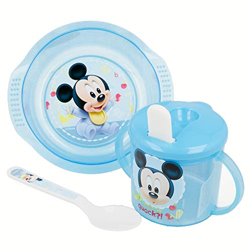 SET MICRO EASY BABY 3 PCS. (CUENCO, TAZA ENTRENAMIENTO Y CUCHARA) MICKEY MOUSE - DISNEY - BABY PAINT POT