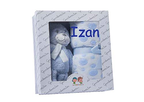 Set Peluche + Manta Personalizado con nombre bordado -Regalo recien nacido Bebe- - Danielstore -10170