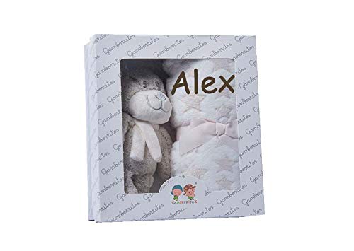 Set Peluche + Manta Personalizado con nombre bordado -Regalo recien nacido Bebe- - Danielstore -10170