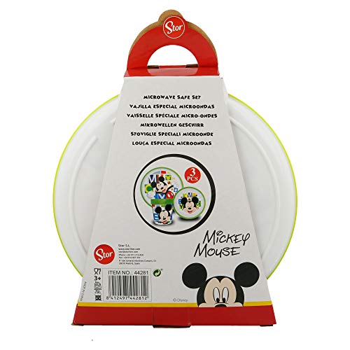 SET PREMIUM BICOLOR 3 PCS (PLATO, CUENCO y VASO 260 ML) MICKEY MOUSE - DISNEY - WATERCOLORS