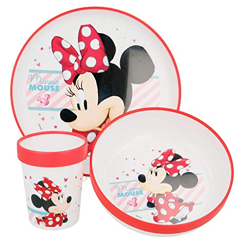 SET PREMIUM BICOLOR 3 PCS (PLATO, CUENCO y VASO 260 ML) MINNIE MOUSE - DISNEY - ELECTRIC DOLL