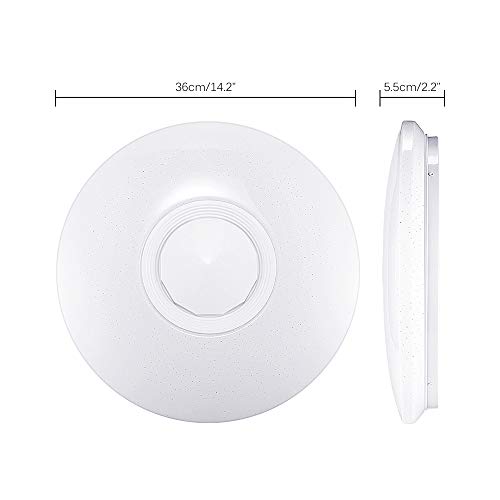 ShangSky - Lámpara de techo led regulable, altavoz RGB con Bluetooth, música para dormitorio, con aplicación a distancia, para habitación de los niños, regalo, Blanco, 185-265v 40cm 36w,Typ 2