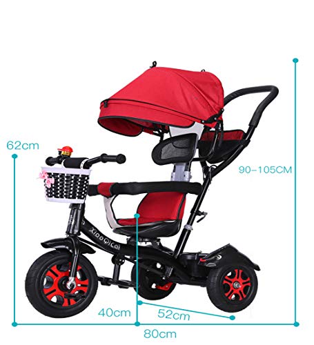 SHARESUN Bicicleta de Juguete 4 en 1 para niños con Triciclo Steer Stroller c/Dosel, Asiento de Seguridad, Canasta de Almacenamiento, Pedales para niños de 8 Meses a 6 años,Blue