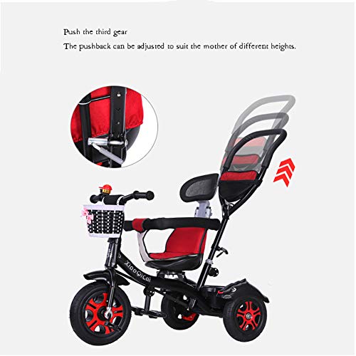 SHARESUN Bicicleta de Juguete 4 en 1 para niños con Triciclo Steer Stroller c/Dosel, Asiento de Seguridad, Canasta de Almacenamiento, Pedales para niños de 8 Meses a 6 años,Blue