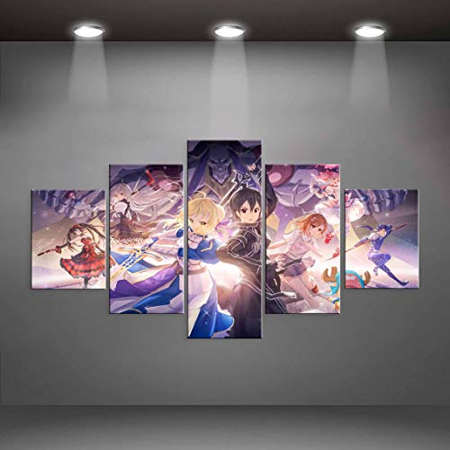 Shentop Imagenes Enmarcadas Modulaire Canvas Foto 5 Cosas Animatie Karakter Sword Art Online Fate Stay Night Schilderen Decor Muur Art Prints-Marco