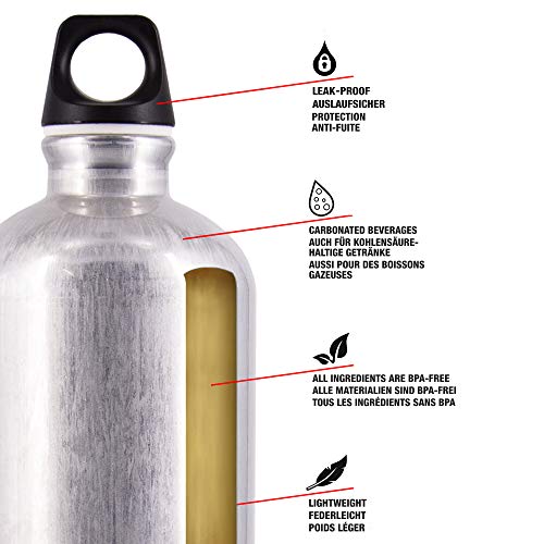 SIGG Traveller Alu Botella cantimplora (1 L), botella con tapa hermética libre de sustancias nocivas, botella de aluminio ligera